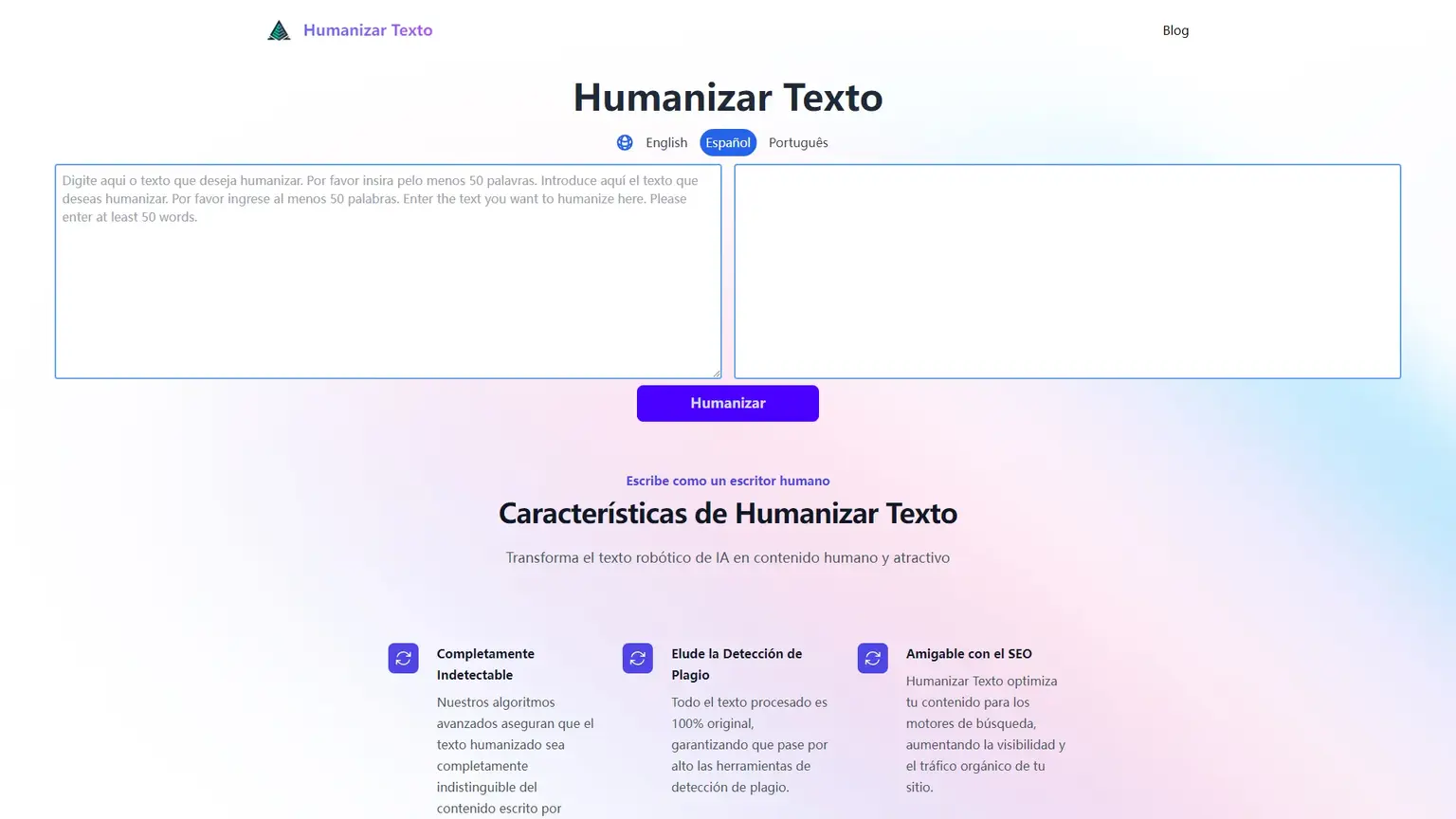 Humanizar Texto | Mejora el texto de IA con un toque humano