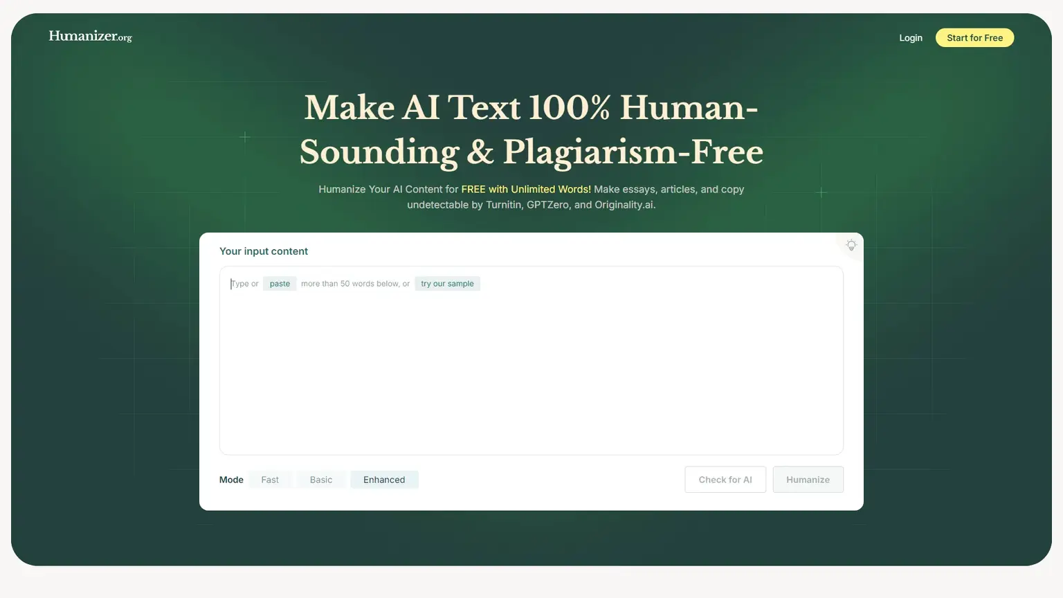 Humanize AI - Turn AI Text to 100% Human Content | Humanizer.org