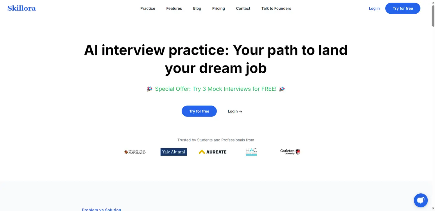 Skillora: Best AI Interviewer Tool - AI Mock Interview Bot