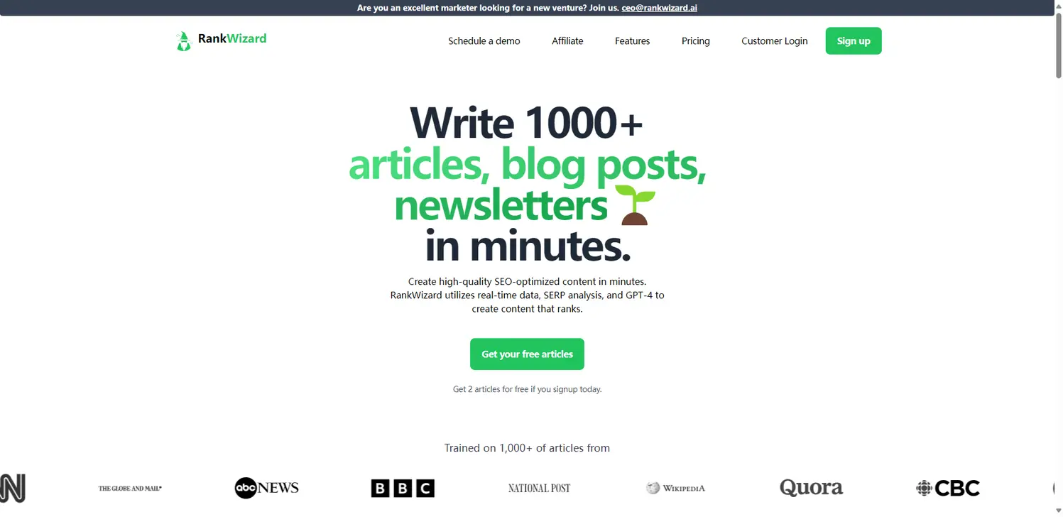 RankWizard - Write 1000+ blog posts in minutes