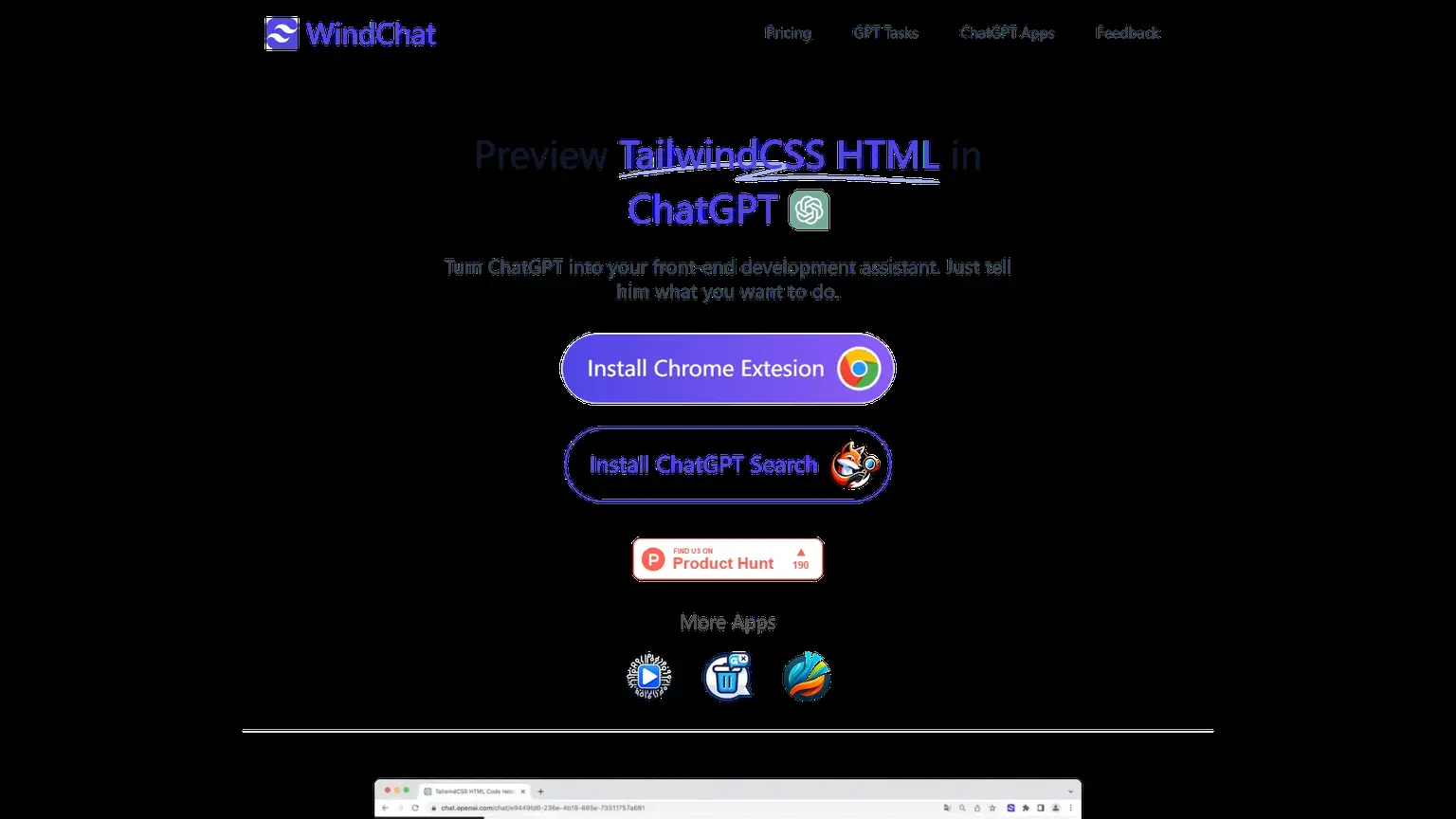 WindChat - Preview Tailwindcss HTML in ChatGPT | WindChat